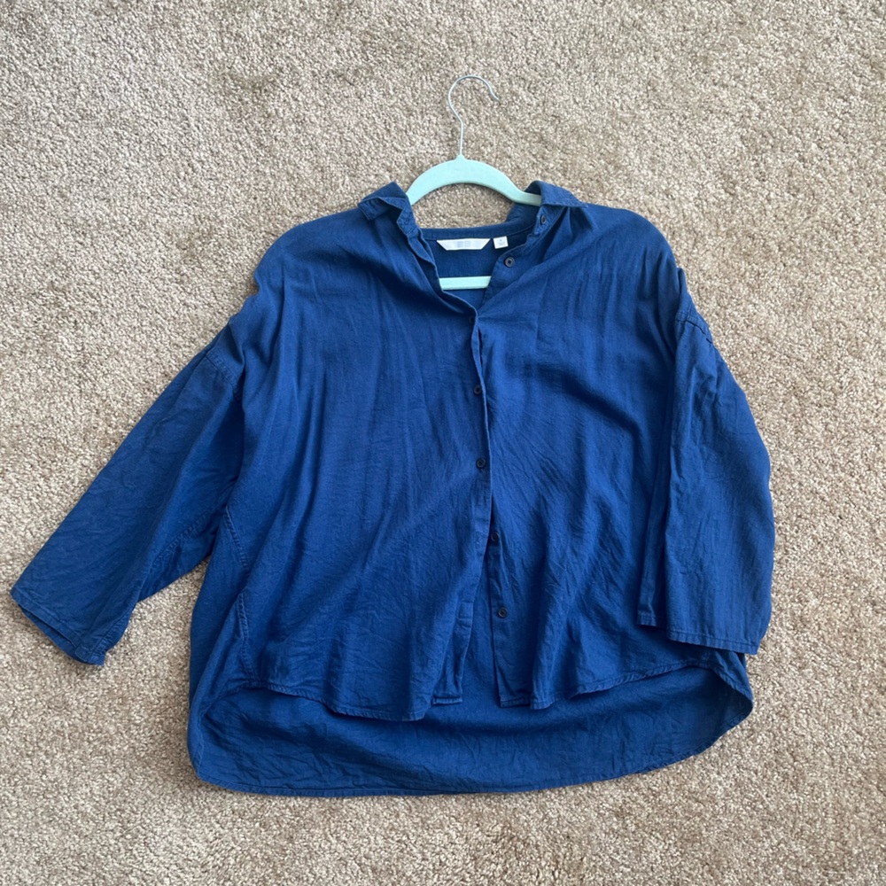 Uniqlo Blue Button Up Blouse